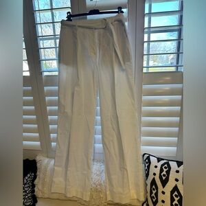 Loft White Wide-Leg Pants with Belt